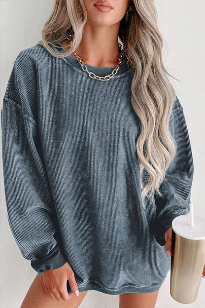 Sudadera con cuello redondo y canalé liso