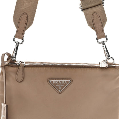 Re-Nylon Saffiano Re-Edition 2000 Double Zip Crossbody Bag Cammeo