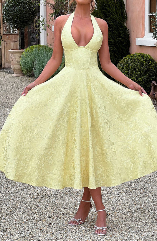 Liana Midi Dress - Lemon