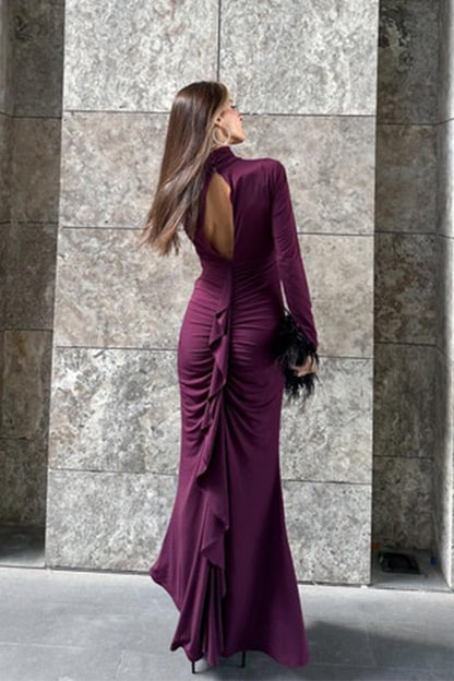 Vestido largo con volantes fruncidos y aberturas Sabrina 