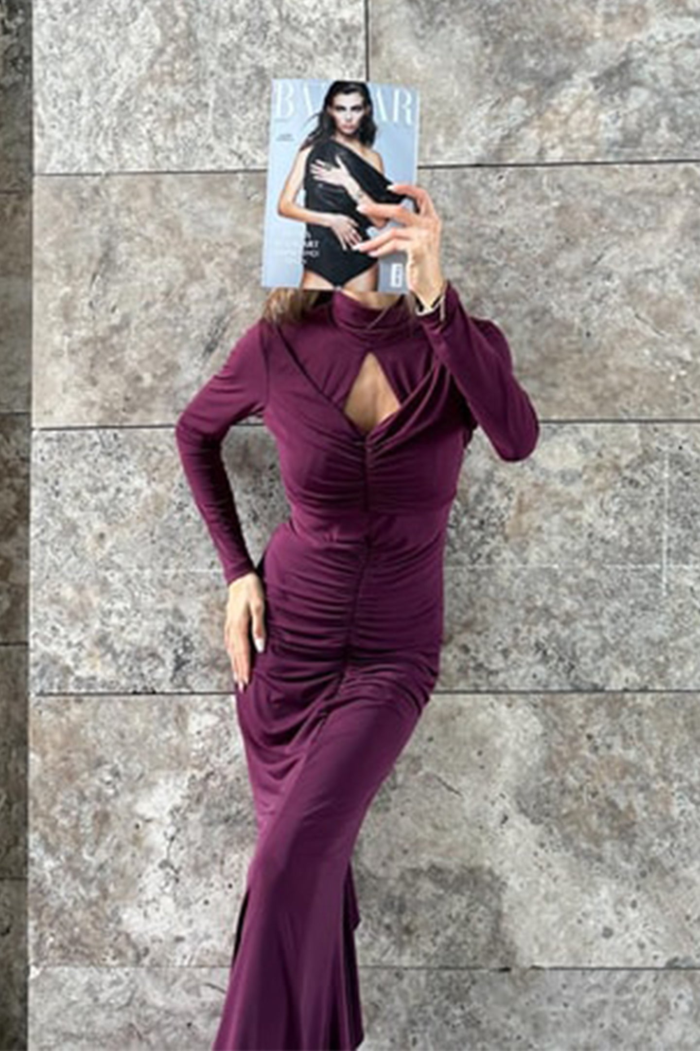Vestido largo con volantes fruncidos y aberturas Sabrina 