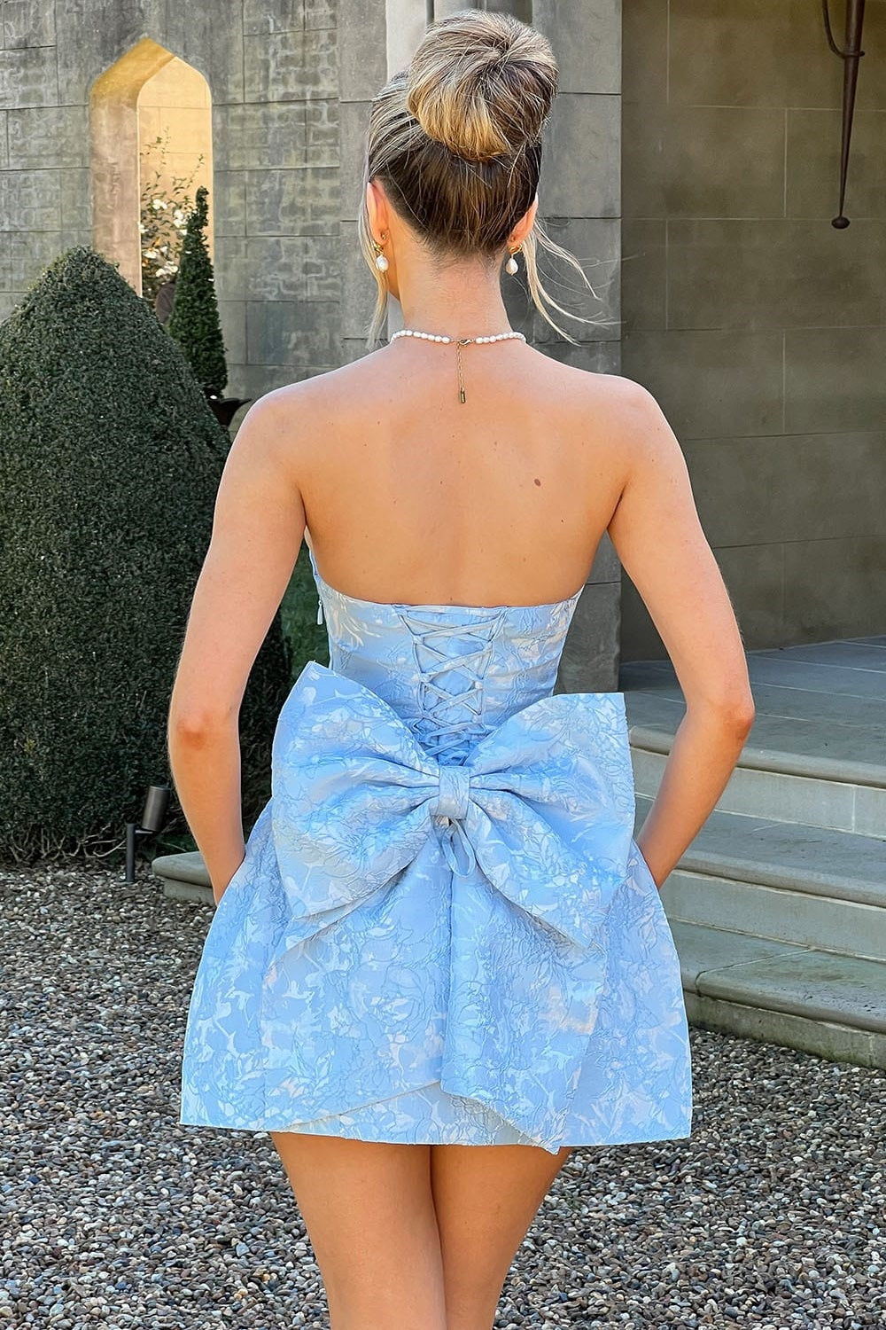 Vestido mini con encaje y estampado floral de jacquard Julie 