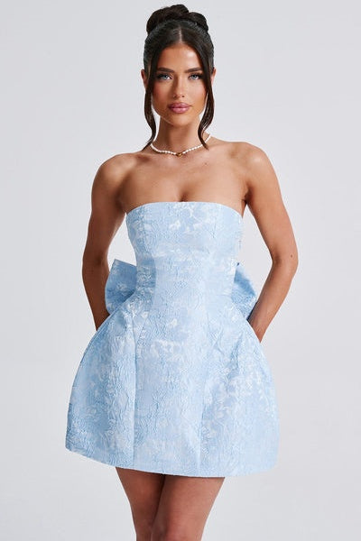 Vestido mini con encaje y estampado floral de jacquard Julie 
