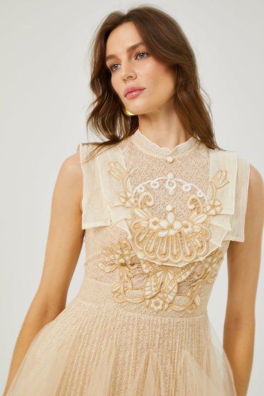 Minivestido de tul con bordado de mariposas Elizabeth 