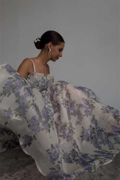 Vestido midi de gasa con estampado floral Ella 
