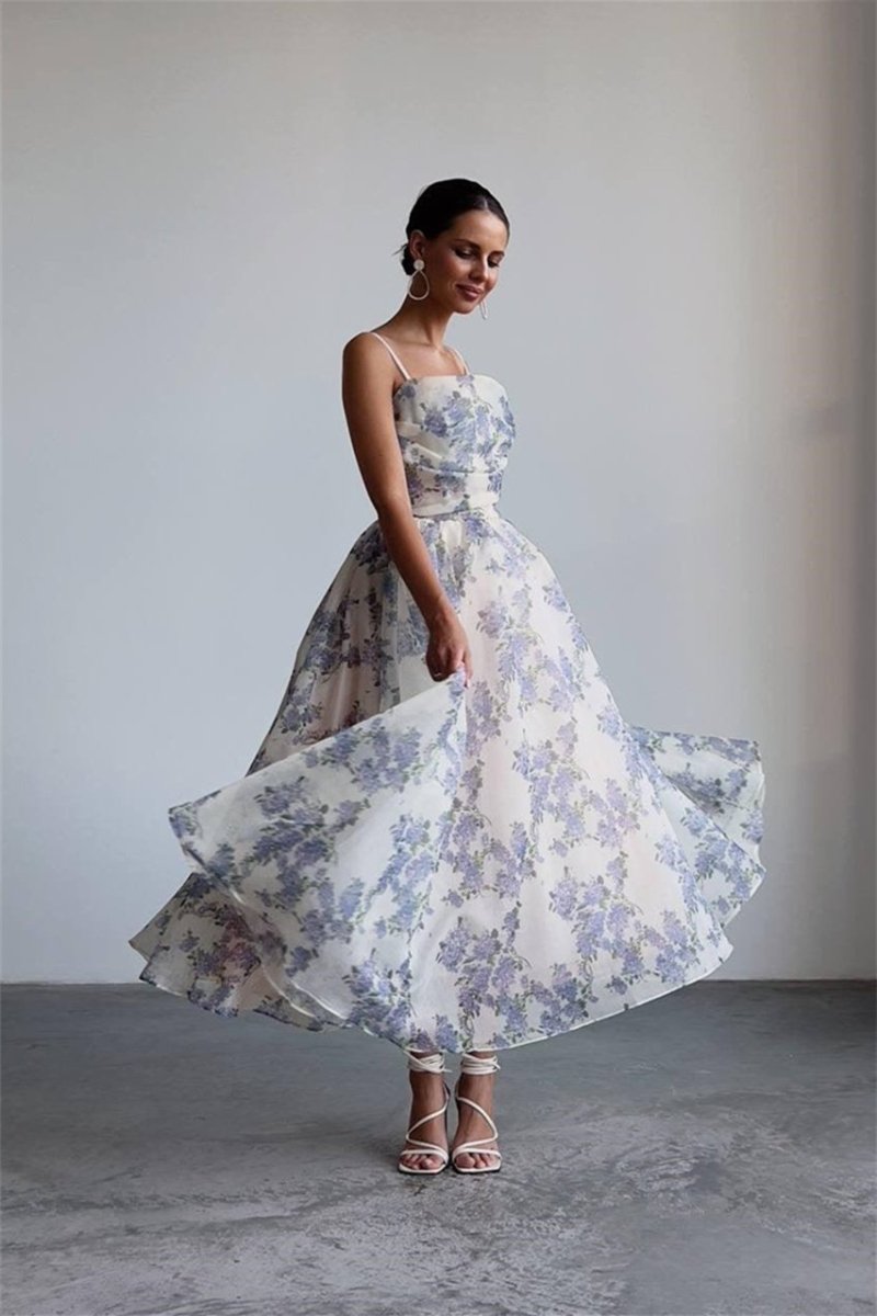 Vestido midi de gasa con estampado floral Ella 