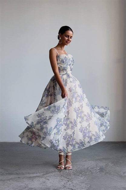 Vestido midi de gasa con estampado floral Ella 