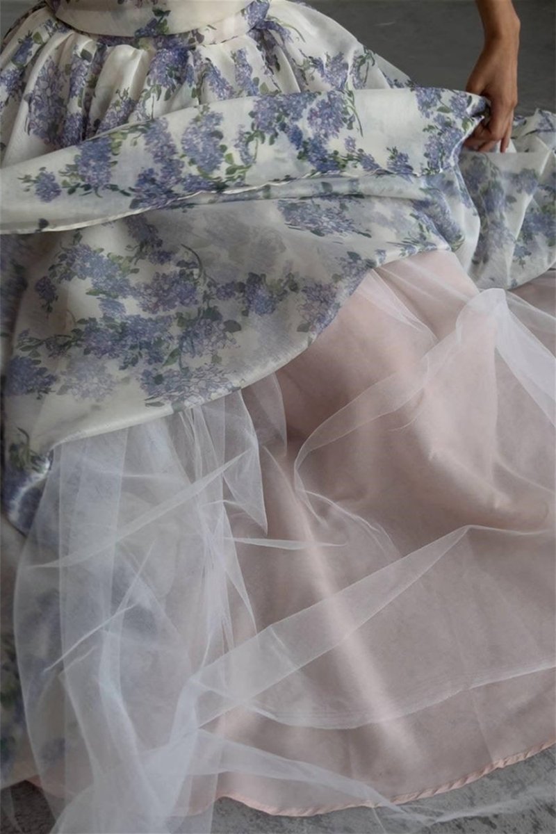 Vestido midi de gasa con estampado floral Ella 