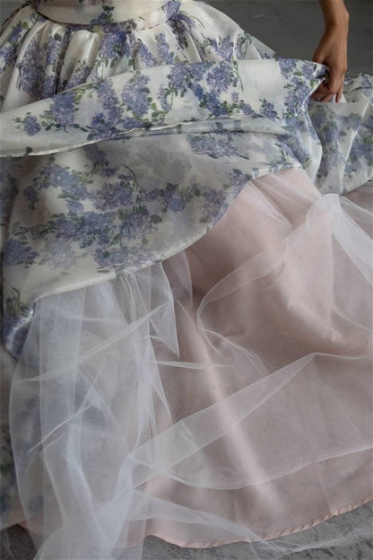 Vestido midi de gasa con estampado floral Ella 