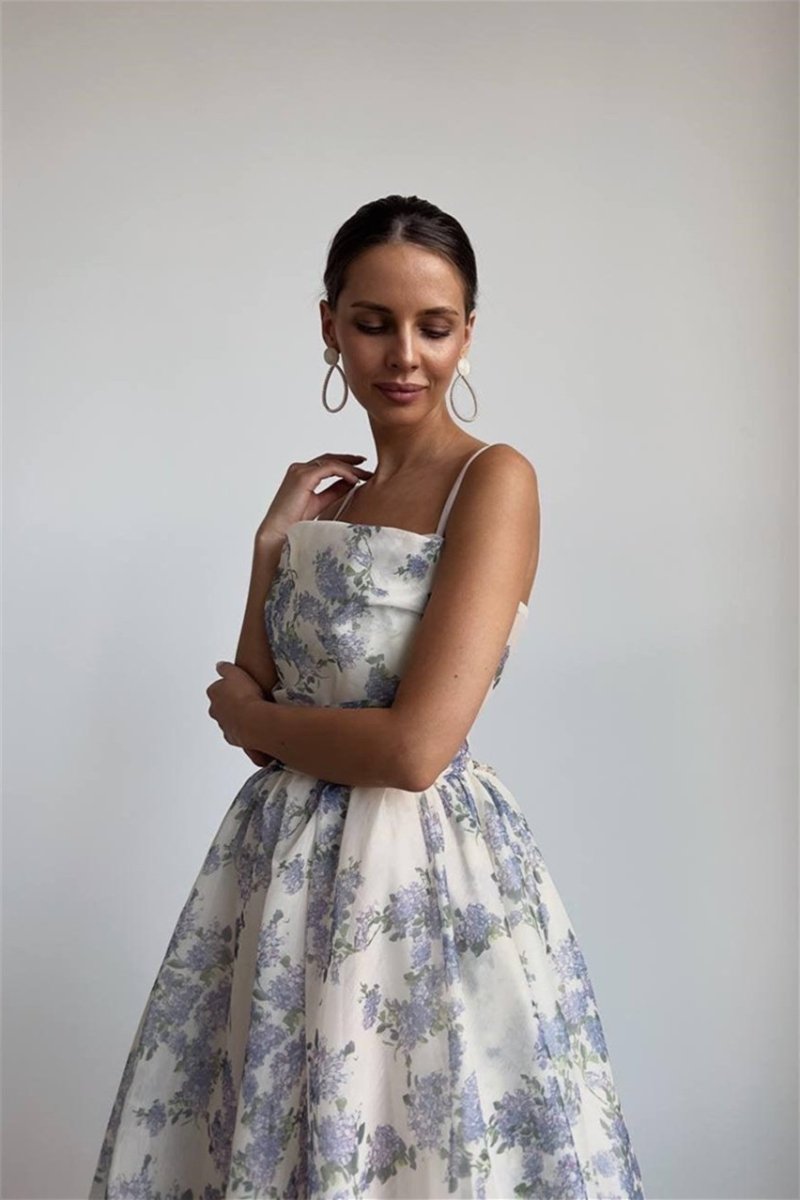 Vestido midi de gasa con estampado floral Ella 