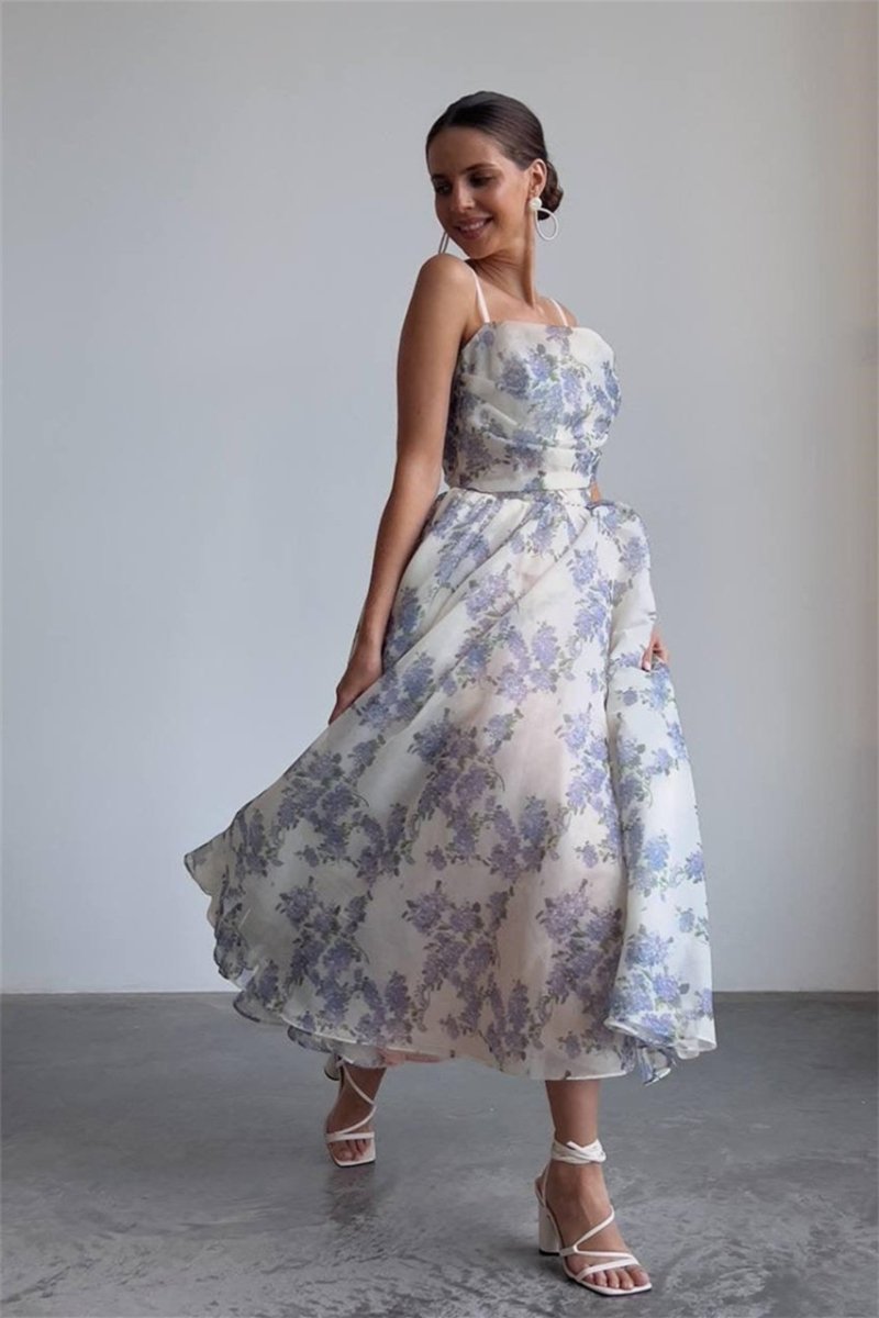 Vestido midi de gasa con estampado floral Ella 