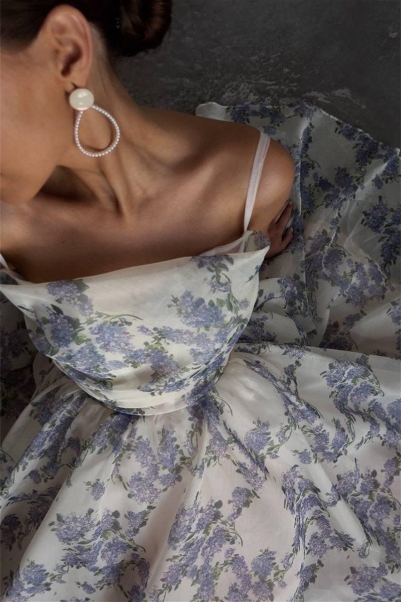 Vestido midi de gasa con estampado floral Ella 
