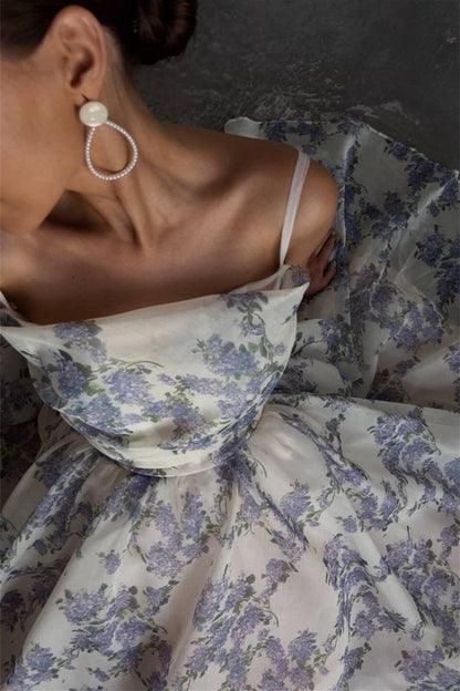 Vestido midi de gasa con estampado floral Ella 