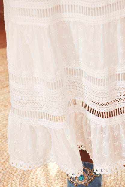 Falda midi con ribete de encaje floral Ellie 