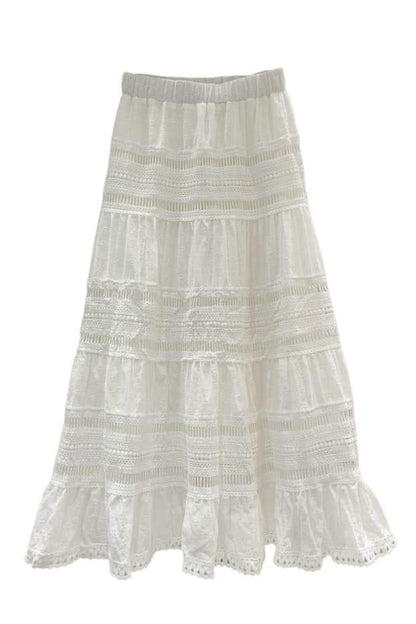 Falda midi con ribete de encaje floral Ellie 