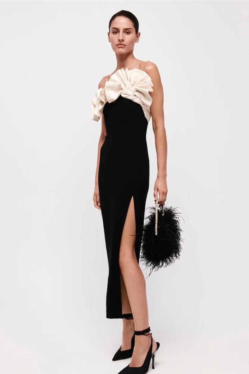 Vestido midi plisado sin tirantes Elsa 