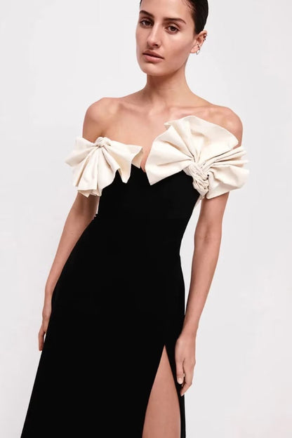 Vestido midi plisado sin tirantes Elsa 