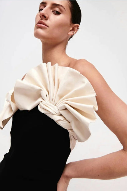 Vestido midi plisado sin tirantes Elsa 