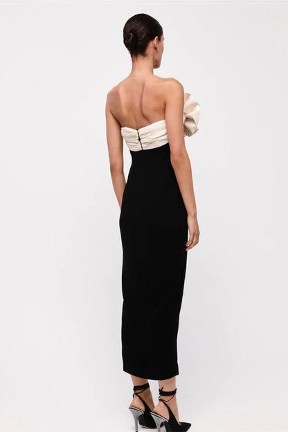 Vestido midi plisado sin tirantes Elsa 