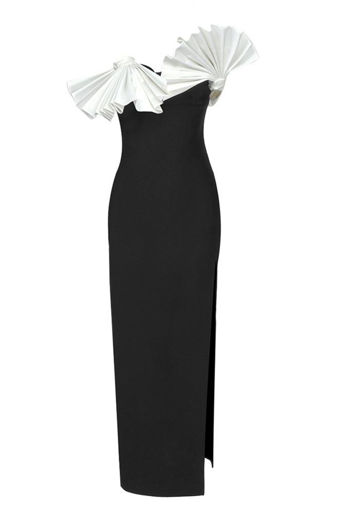 Vestido midi plisado sin tirantes Elsa 