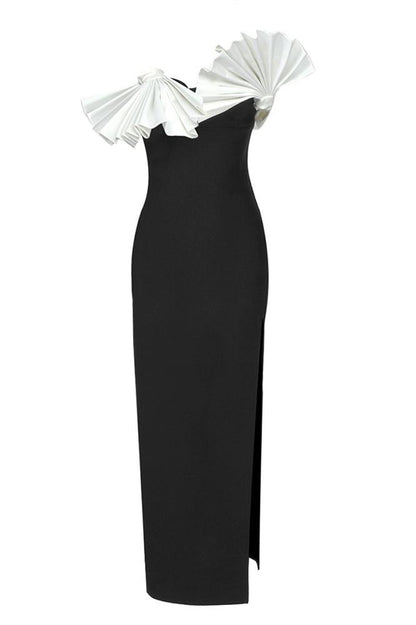 Vestido midi plisado sin tirantes Elsa 