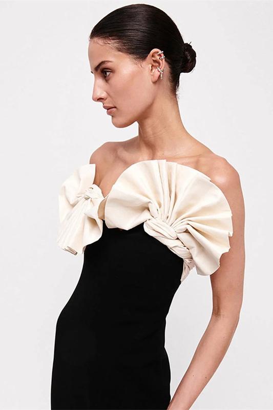 Vestido midi plisado sin tirantes Elsa 