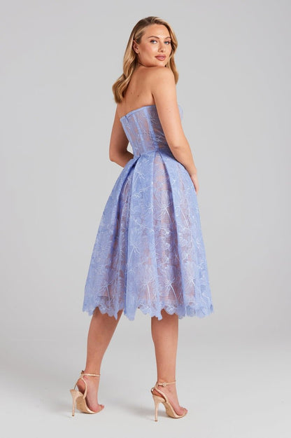 Vestido midi de encaje con corsé Elsie 