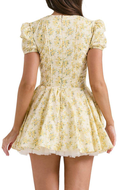 Vestido mini con cuello en V y estampado floral Emily 