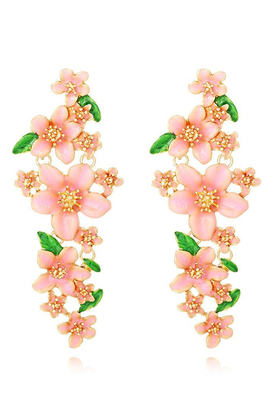 Pendientes colgantes florales esmaltados 