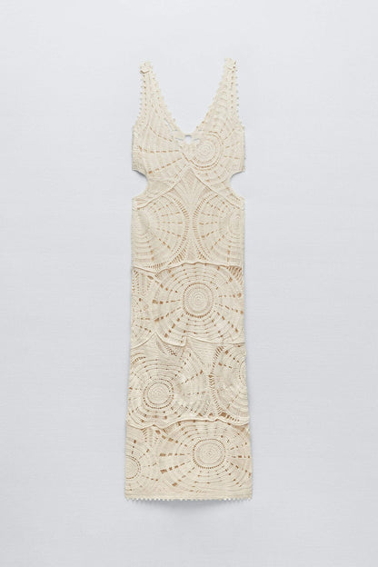 Vestido largo de crochet con recortes Ethel 