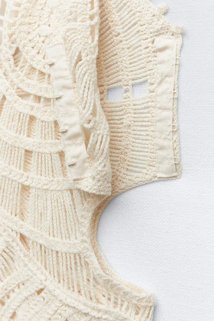 Vestido largo de crochet con recortes Ethel 