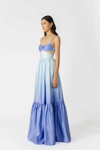 Vestido lencero largo con degradado y cortes Ethel 