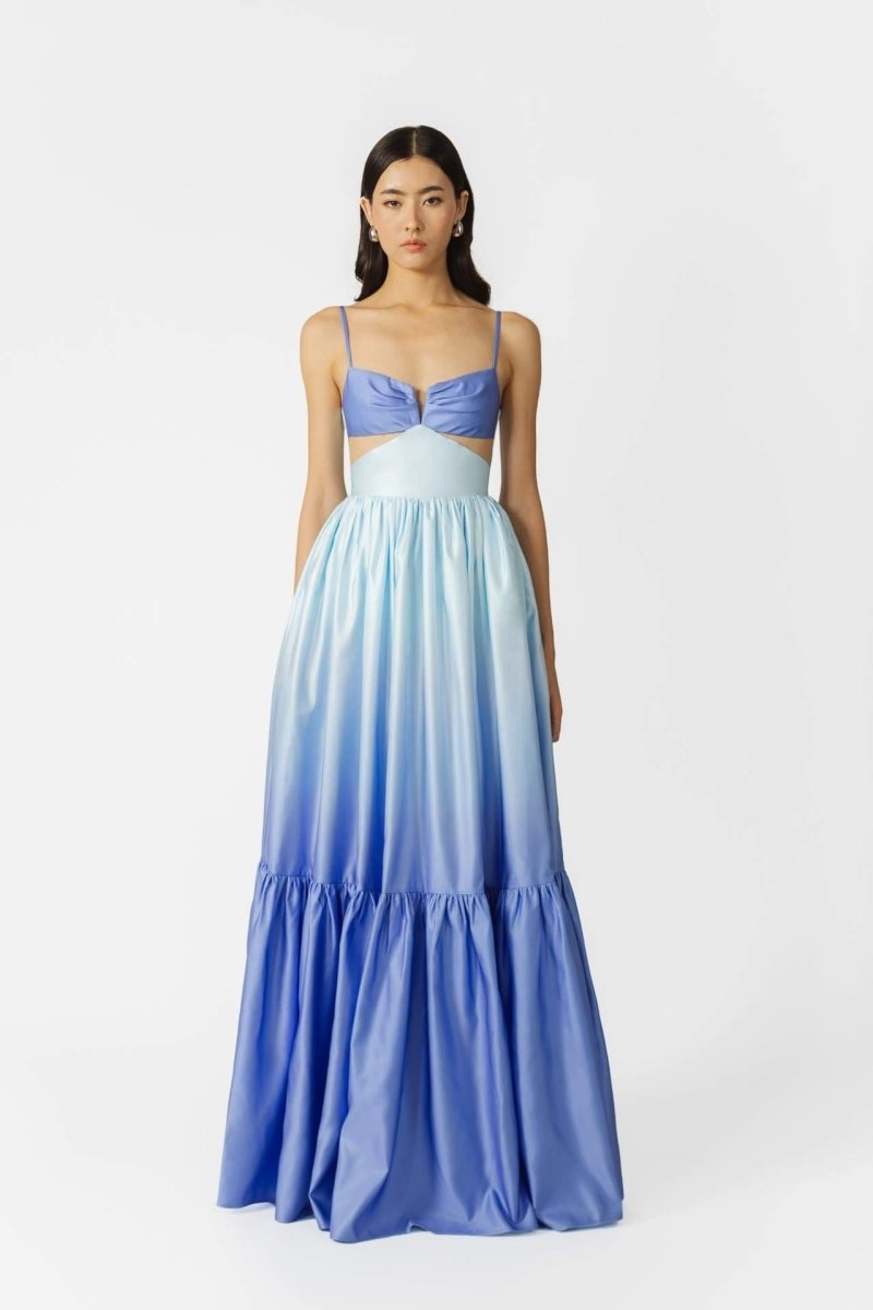 Vestido lencero largo con degradado y cortes Ethel 