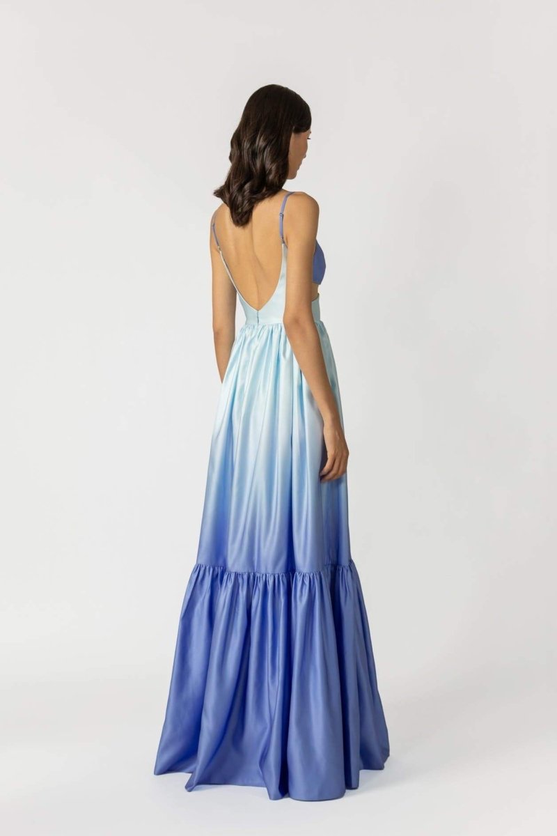 Vestido lencero largo con degradado y cortes Ethel 