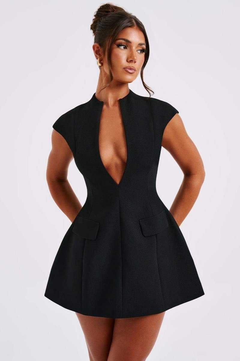 Minivestido plisado con mangas cortas Evelyn 