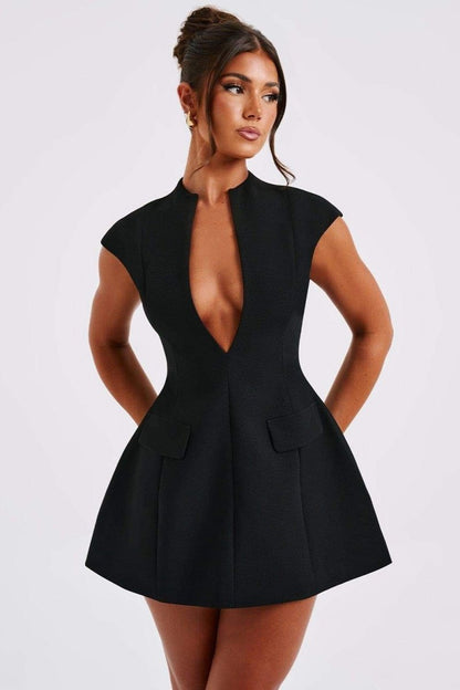 Minivestido plisado con mangas cortas Evelyn 