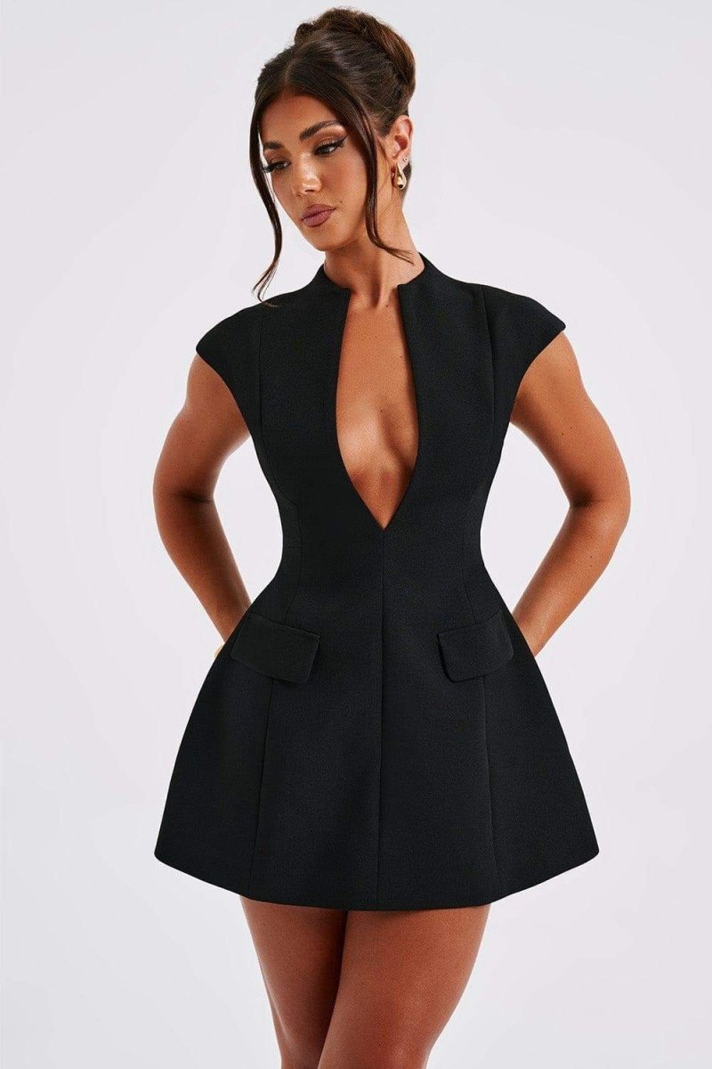 Minivestido plisado con mangas cortas Evelyn 