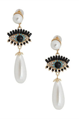 Pendientes de perla de mal de ojo 