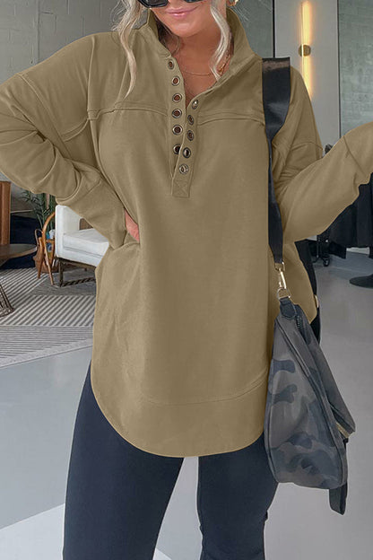 SUDADERA PULLOVER CON MEDIO CUELLO Y PUÑOS PARA EL PULGAR