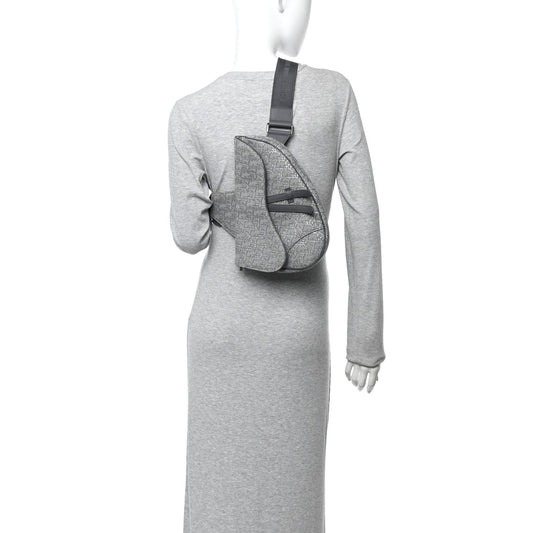 Oblique Mens Saddle Bag Grey