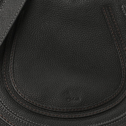 Grained Calfskin Medium Marcie Saddle Bag Black