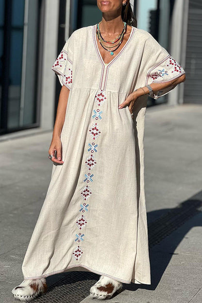Vestido extragrande de mezcla de lino