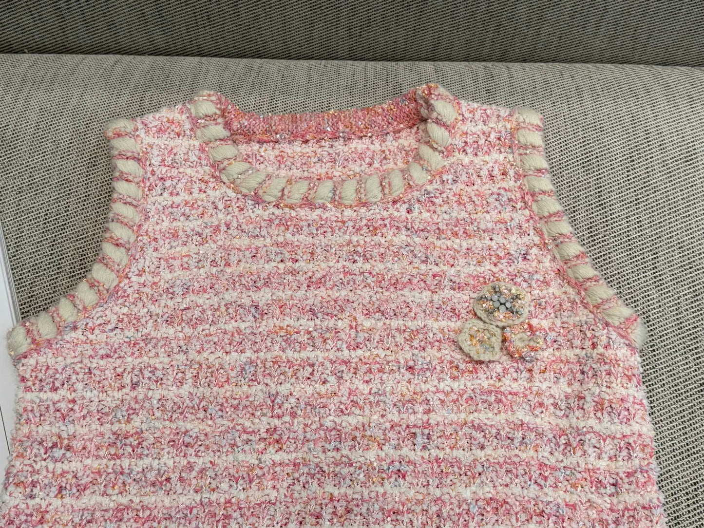 CC Tweed Sleeveless Dress Pink Polyester 251310