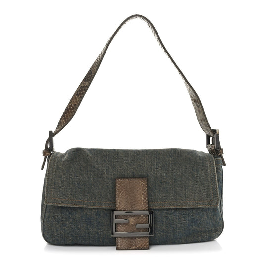 Denim Snakeskin Baguette Blue
