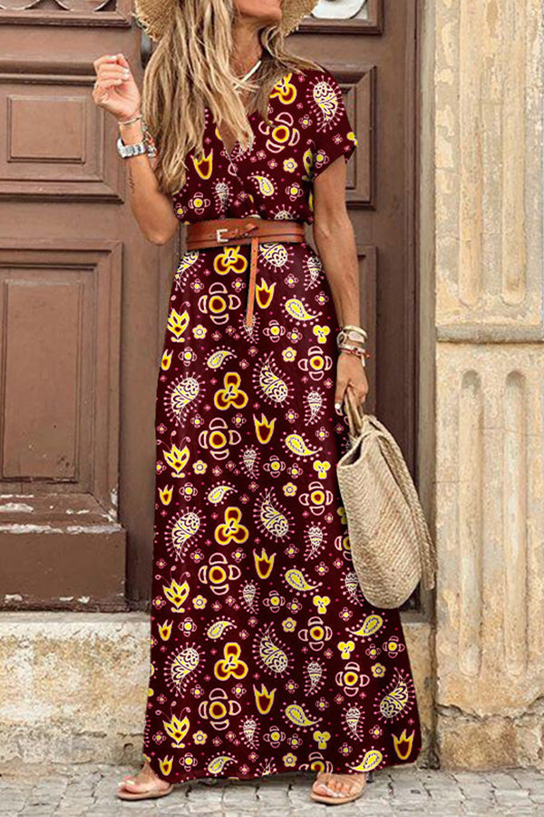 Vestido largo estampado sin mangas estilo bohemio