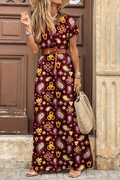 Vestido largo estampado sin mangas estilo bohemio