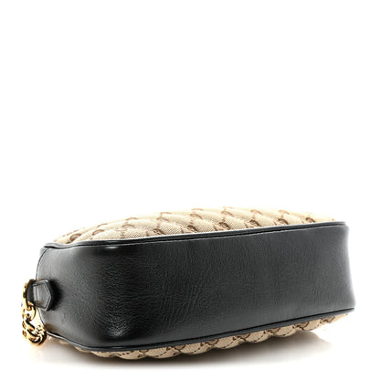 Monogram Matelasse Diagonal Small GG Marmont Chain Shoulder Bag Beige Black