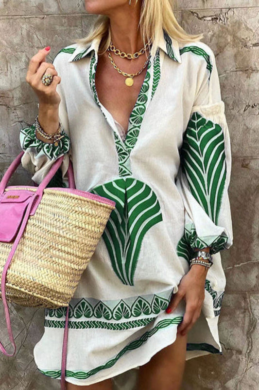 Vestido mini túnica con estampado 
