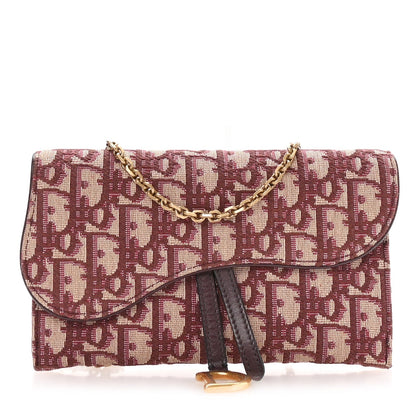 Oblique Saddle Chain Long Wallet Bordeaux