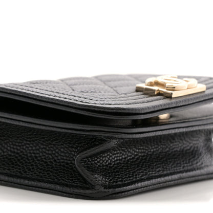 Caviar Quilted Boy Flap Waist Belt Bag Black